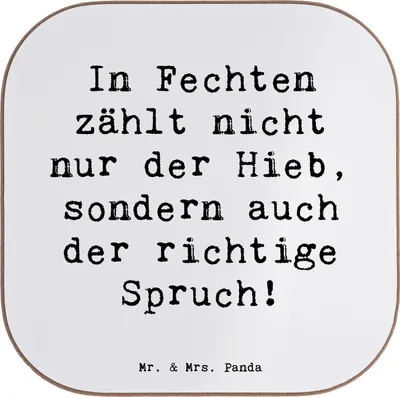 Produktbild von Mr. & Mrs. Panda Untersetzer für Gläser Spruch Fechten Spruch - Weiß - Geschenk, Sportler Geschenke, Coaster, Handgefertigte Produkte, Tischuntersetzer, Sport, Sportart