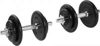 Produktbild von GORILLA SPORTS® Kurzhantelset - 20kg, 30mm, Gusseisen Hantelscheiben, 2 Kurzhantelstangen, 4 Sternverschlüssen, Gerändelt, Gummiert - Kurzhanteln 2er Set, Hantelstange, Gewichte, Gewichtheben