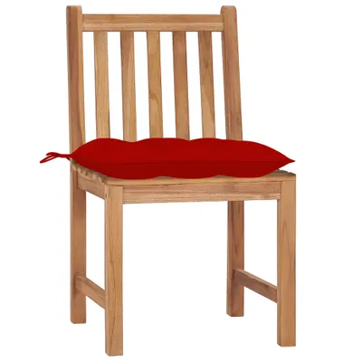 Image de vidaXL Chaises de jardin 2 pcs. avec coussins teck massif