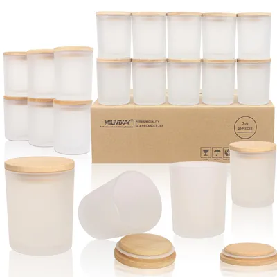 20 leere Kerzengläser, Mattglas, 200 ml, mit Deckel
