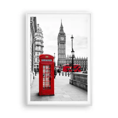 Produktbild von Gerahmtes Poster - Weißer Rahmen - Schuppen Telefon London - 70x100 cm - Wand Bild - Wanddeko - Wandbilder - Kunstposter - Wandposter - Bilderrahmen - Bilder - Kunstdruck - Wandbild - P2WPA70x100-4326
