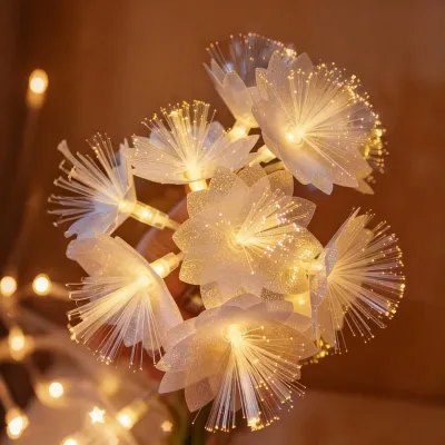 Obrázok produktu pre 1,5 metra dlhá svetelná girlanda s 10 LED kvetmi, teplá biela farba, napájanie na batérie