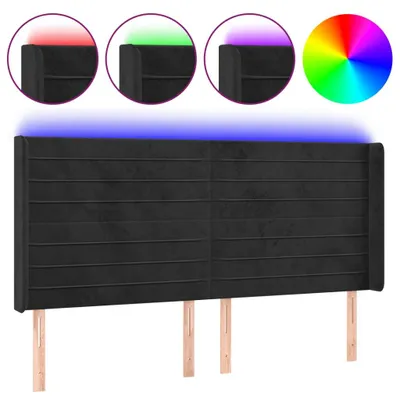 Obrázek produktu pro vidaXL LED čelo postele černé 163x16x118/128 cm Velvet