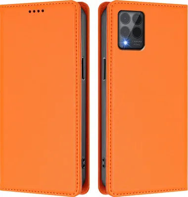 Obrázek produktu pro Kožené pouzdro pro T-Mobile REVVL 6 Pro, magnetické flipové pouzdro zPolyuretankůže se stojánkem Oranžová