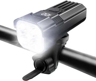 Immagine prodotto di VHV - Kit di illuminazione per bicicletta - luci anteriori e posteriori - Faro a LED per bicicletta, 2000 lumen, 5 modalità, ricaricabile tramite USB - adatto per biciclette da città, bici da corsa e mountain bike