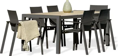 Image de Ensemble repas de jardin 6 places avec plateau céramique