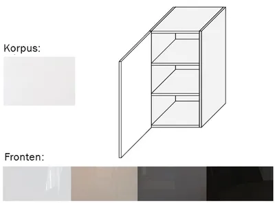 Image de Armoire suspendue (EST-WE/40) à 1 porte, 40 cm, corps blanc perle mat, façade en acrylique, couleur au choix