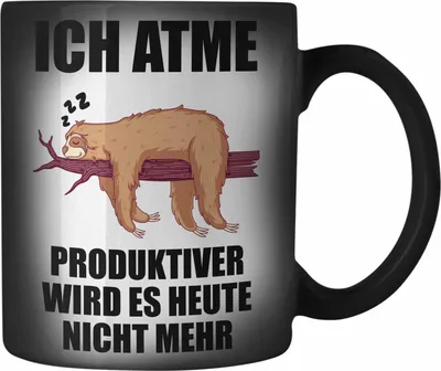 Produktbild von Trendation - Lustiger Faultier Spruch Farbwechsel Zauber-Tasse Faultier Mitarbeiter Arbeitskollge Geschenk (Schwarz)