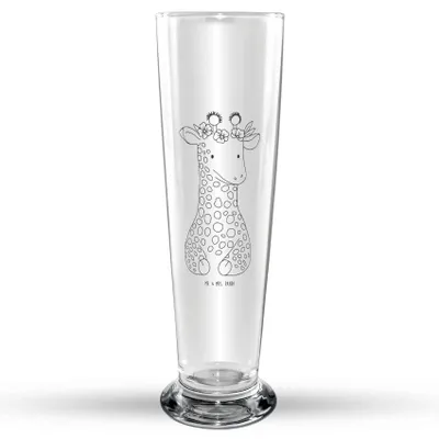 Produktbild von Mr. & Mrs. Panda Bierglas Giraffe Blumenkranz - Transparent - Geschenk, Selbstliebe, Afrika, Bierbecher, Glasbierglas, Freundin, Bier Glas, Glasbecher, Trinkglas