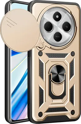 Produktbild von Hülle für Xiaomi Redmi 14C Magnetische Ring Ständer Halter Dia Kameraschutz TPU Bumper Silikon Schutzhülle Gold