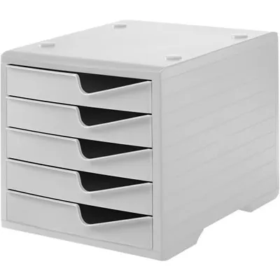 Produktbild von Ablagebox 5 Schubladen grau/grau Polyl H255xB270xT340 mm
