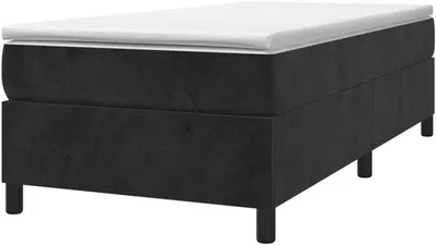 Image de Lit à sommier tapissier - Chambre à coucher confortable - Tissu en velours doux - 90 x 190 cm - Noir
