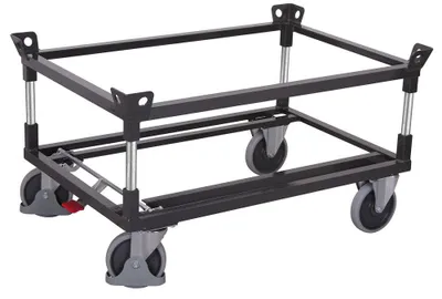 Produktbild von VARIOfit Palettenfahrgestell Gummibereifung für Gitterboxen/Europaletten mit 2 Winkelrahmen 1210x1010mm Anthrazitgrau RAL 7016
