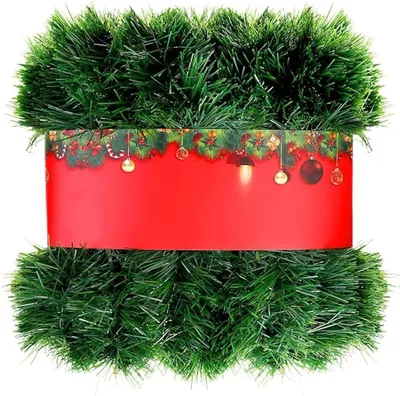 Productafbeelding van Kerstslinger decoratie 10 m - Niet-verlichte kunstmatige groene dennenslinger - Zachte kerstslinger voor buiten - Binnen