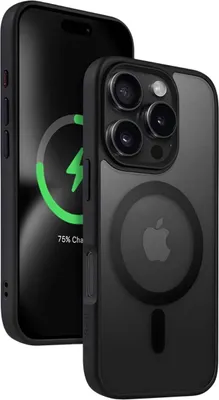 Image de Crong Hybrid Frost MAG Cover - Étui avec MagSafe pour iPhone 16 Pro Max (noir)