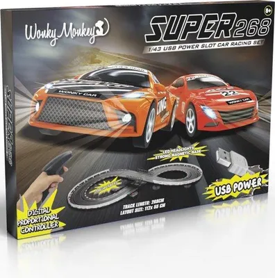 Image de Wonkey Monkey - Piste de course - Course de voitures - Compétition - 5V - Avec deux voitures - Course - 2,68 m