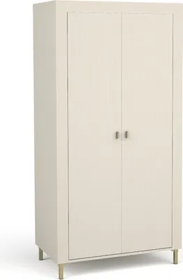 Produktbild von BETTSO Zweitüriger moderner geriffelter Kippschrank MOSSA Cashmere Beige