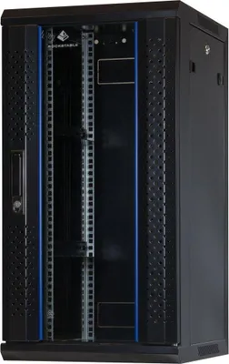 Produktbild von Rockstable 15 HE 10" Wandschrank mit Glastür, Wandmontiertes Regal, 15U, 60 kg, Sperrschloss, Schwarz