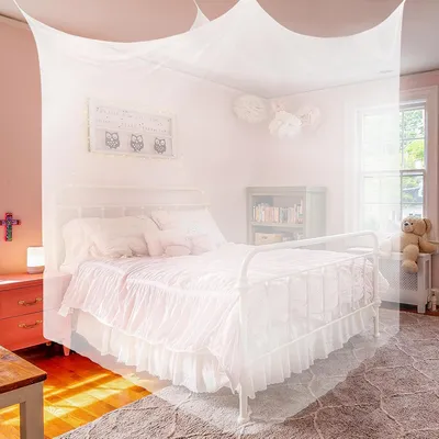 Produktbild von SESAMIS Moskitonetz Doppelbett (180 x 190 x 200 cm) - Verbessern Sie Ihr Schlaferlebnis mit einem Moskitonetz Baldachin für Queen-Size-Betten, Kinderbetten