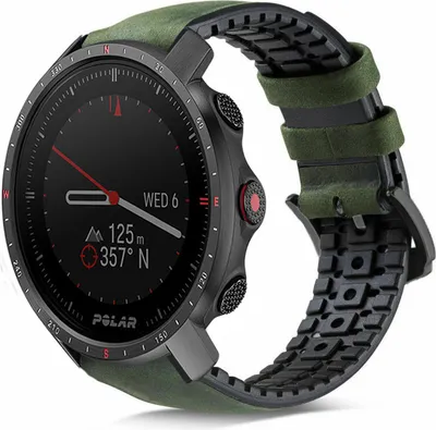 Produktbild von Strap-it Polar Grit X Pro Silikon-/Lederarmband (Schwarz/Grün)