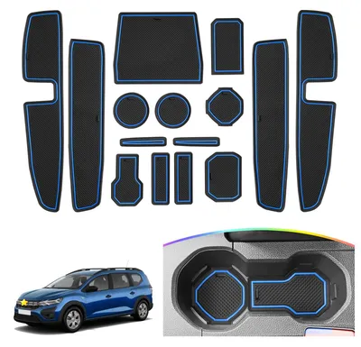 Image de Tapis antidérapants, compatibles avec la Dacia Jogger 2021-2024, tapis en caoutchouc, tapis de porte (bleu)