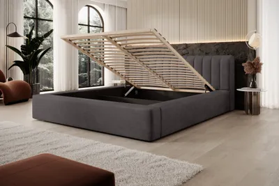 Produktbild von Polsterbett Doppelbett PEORIA 160x200cm in Stoff Macau Anthrazit