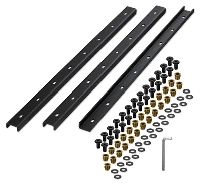 Obrázok produktu pre Relaxdays výstužná lišta, sada 3 ks, kovová lišta 80 cm, na stabilizáciu dosky stola, U-profil so skrutkami, oceľ, čierna