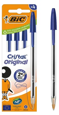 Obrázok produktu pre BIC Cristal Original, Klip, Guľôčkové pero, Modrá, 4 kusov, Stredná