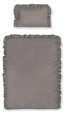 Produktbild von Babybettwäsche, Kinderbettwäsche aus Baumwolle mit Rüschen, Boho-Stil 100x135 Warmes Grau