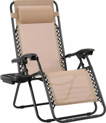 Immagine prodotto di Sedia da spiaggia, posizione reclinabile regolabile, design pieghevole, beige