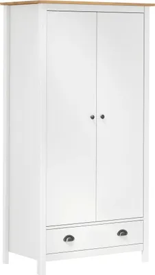 Produktbild von The Living Store Kleiderschrank mit 2 Türen Hill Weiß 89x50x170 cm Kiefernholz