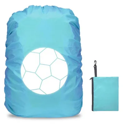 Produktbild von Regenschutz Rucksack 35L Reflektierend Wasserdicht Blau Fußball