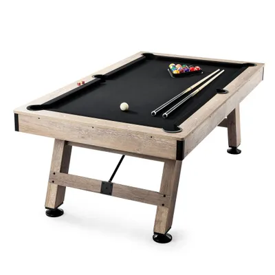 Immagine prodotto di Tavolo da biliardo - Tavolo da biliardo da 2,13 m con gambe regolabili - Set completo con palline, stecche, gesso e spazzola - Ideale per leda gioco della famiglia - Adatto a bambini e adulti