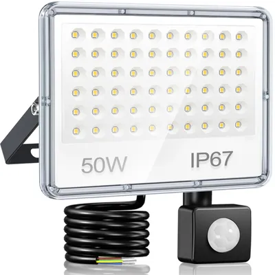 Image de Spot LED de 50 W avec détecteur de mouvement, 5000 lumens, étanche IP67