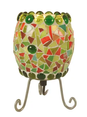 Zdjęcie produktu dla Näve Leuchten MOSAIK lampa stołowa z E14 MOSAIK lampa stołowa z E14 - mozaikowa lampa stołowa, lampa stołowa wykonana z metalu i szkła w kolorze czerwonym, wysokość 17 cm, Ø 11 cm, gniazdo E14 - wyłącznik sznurkowy