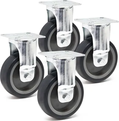 Produktbild von Wiltec Bockrollen Set 4x Transportrolle Ø75mm mit Kunststoffrad und Anbauplatte bis 75kg leiser Lauf Dämpfung Apparaterolle Möbelrolle