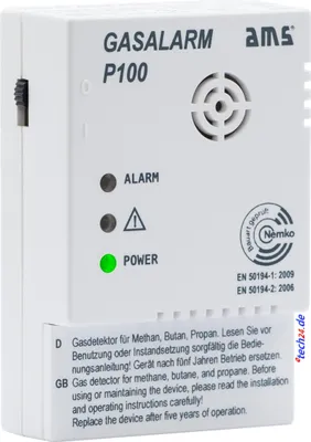 Produktbild von AMS Gasmelder Gasalarm P100-S mit 12 Volt mit Schaltausgang