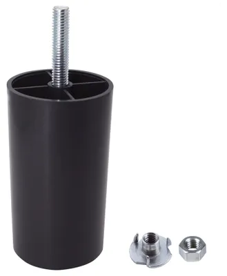 Obrázok produktu pre Sada 16 kusov čiernych plastových nožičiek na nábytok, výška 80 mm, okrúhle nožičky s priemerom 50 mm, s M8 skrutkami