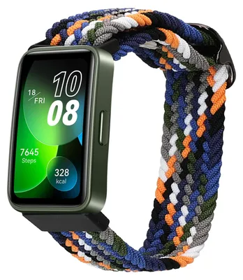 Obrázek produktu pro kwmobile náramek kompatibilní s Huawei Band 10 / 9 / 8 - Nylonový sportovní náramek pro fitness tracker v modro-žluto-bílé barvě - vnitřní rozměry od 14 - 22 cm