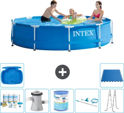 Obrázok produktu pre Bazén Intex s okrúhlym rámom - 305 x 76 cm - modrý - balík na údržbu v cene - filtračné čerpadlo pre bazén - filter - čistiaca súprava - rebrík - vaňa pre nohy