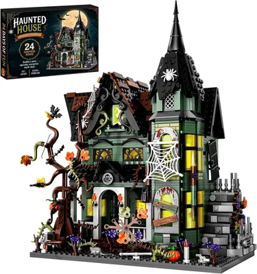 Productafbeelding van Halloween adventskalender 2026 met spookhuis klembouwstenen