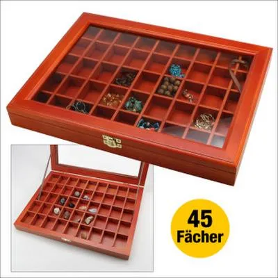 Produktbild von Vitrine aus Holz mit 45 Fächern