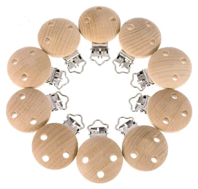 Produktbild von 10 Stück Schnullerclips aus Holz, Nuckelhalter für Babys
