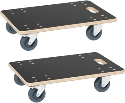 Produktbild von 2 Stück Rollbrett Transportroller 60x40 cm mit Bremse, Möbelroller Rollbretter Transport mit Transporthilfe Umzug Möbel-Transport bis zu 200 kg Traglast, robust & sicher
