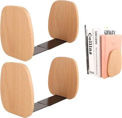 Produktbild von Famanu Bücherstützen aus Holz - Vintage Design für schwere Bücher