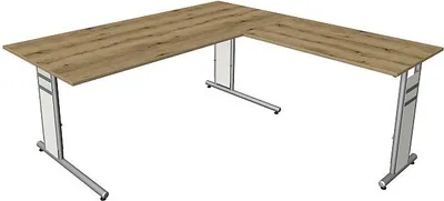 Produktbild von Kerkmann Schreibtisch 4096 Form 4 180x80 x68-82 cm mit Anbautisch 100x60 cm und C-Fuß-Gestell asteiche