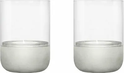 Immagine prodotto di Blomus Calma lanterna, set di 2, portacandele, portalampada decorativo, portacandele, cemento/vetro, grigio chiaro, H 9,5 cm, 66254