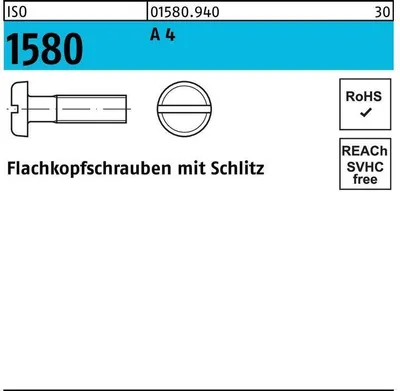 Produktbild von Reyher  Flachkopfschrauben ISO 1580 A 4 M 3 x 25 A 4 (100 Stück)