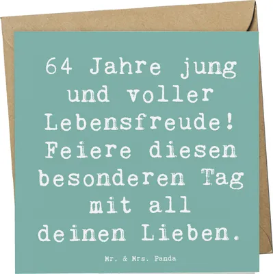 Produktbild von Mr. & Mrs. Panda Grußkarte Spruch 64. Geburtstag Freude - Meeresbrise - Geschenk, Geburtstagsgeschenk, Jubiläum, anlasskarte, Lebensfreude, faltkarte, Happy Birthday