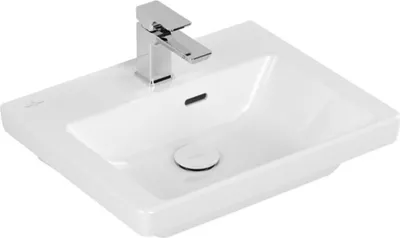 Produktbild von V&B Handwaschbecken Subway 3.0 50x40cm, eck., m HL/mit ÜL, weiß C-plus
